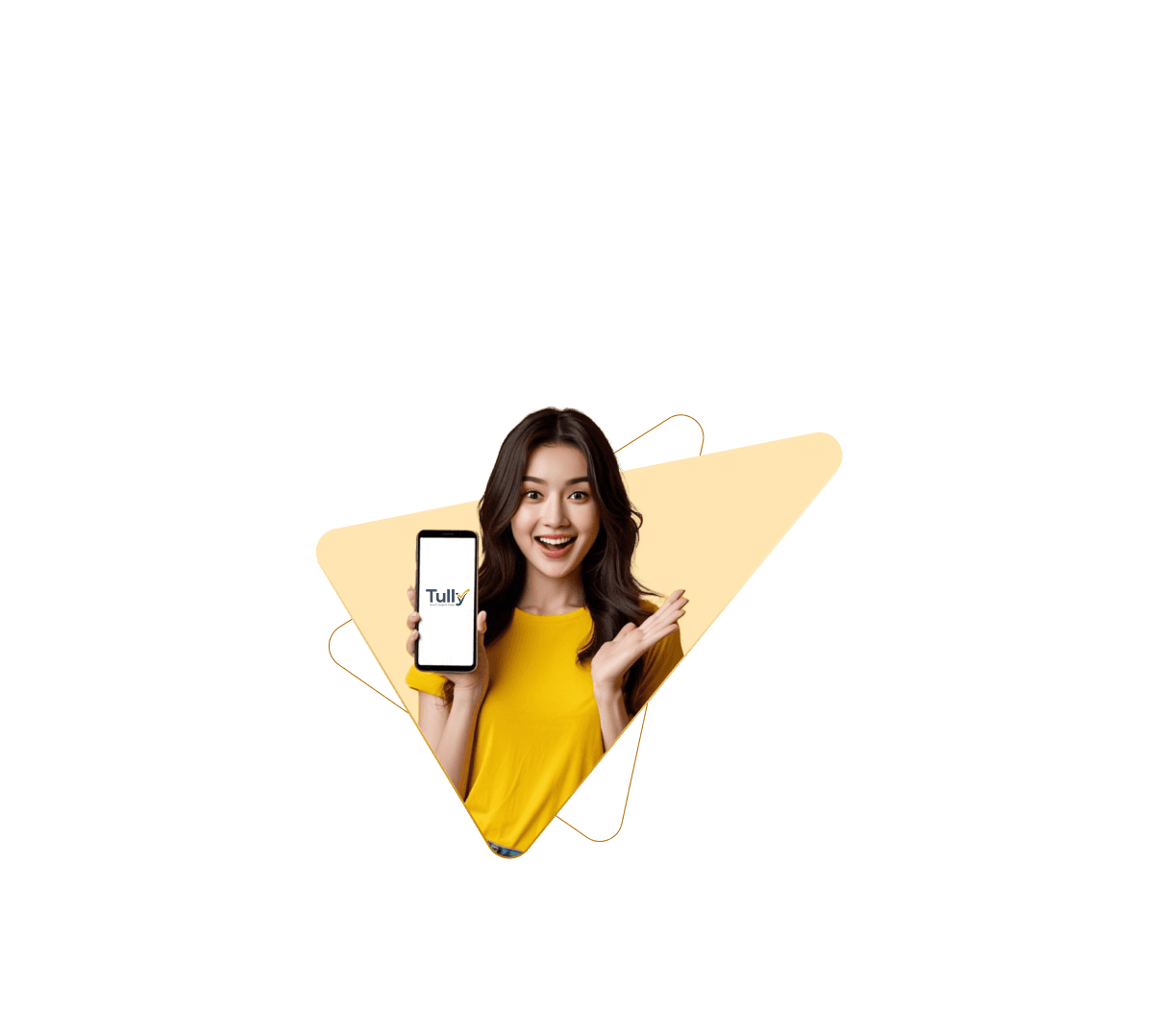 Happy student holding phone with Tully app